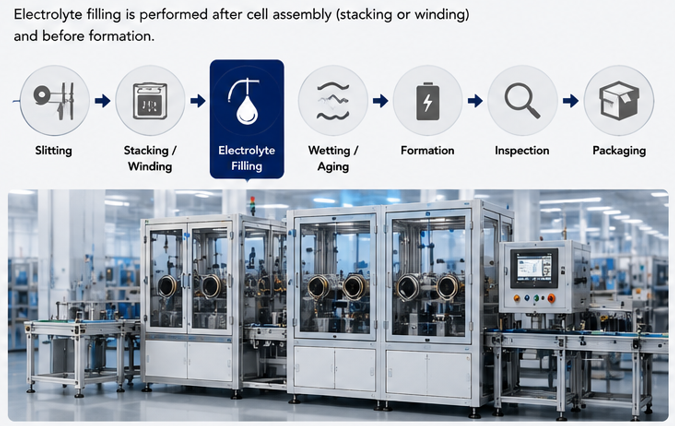 Electrolyte filling in the battery production process
