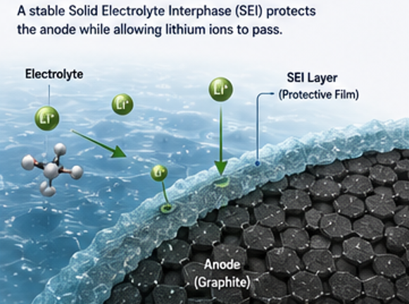 SEI formation at the anode interface