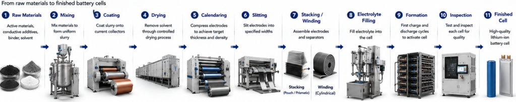 Battery manufacturing process explained_complete lithium-ion battery manufacturing process