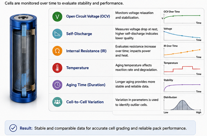Key parameters during battery aging