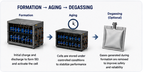 Battery Manufacturing Process_Formation - aging - degassing