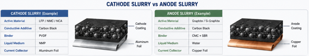 Battery slurry_cathode slurry vs. anode slurry