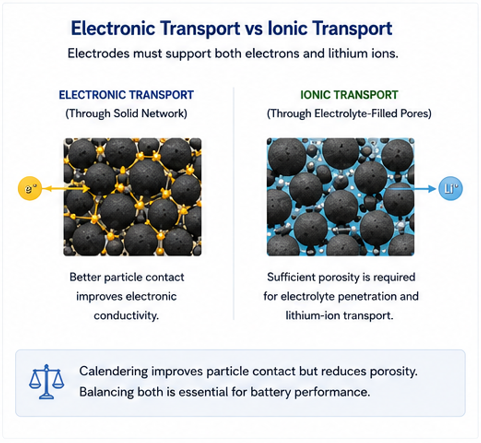 Battery calendering_Electronic transport vs. ionic transport