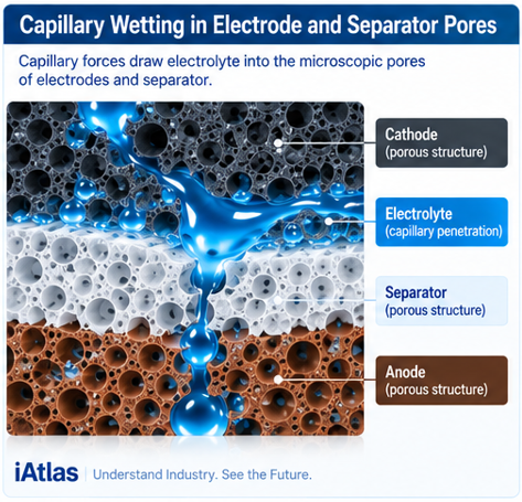Battery Electrolyte filling explained_capillary wetting in electrode and separator pores