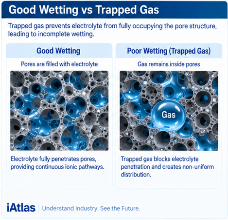 Battery Electrolyte filling explained_good wetting vs. trapped gas