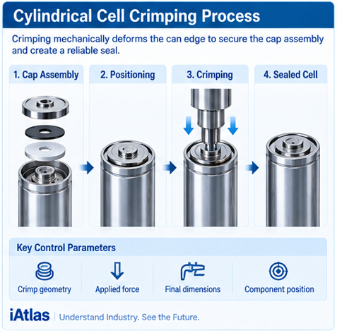 Battery Cell Sealing Explained_cylindrical cell crimping process