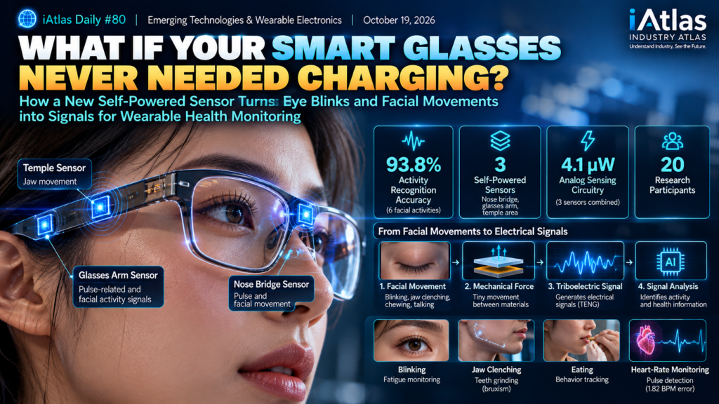 GlassTENG smart glasses developed by Northwestern University use eye blinks and facial movements to generate electrical sensing signals for wearable health monitoring
